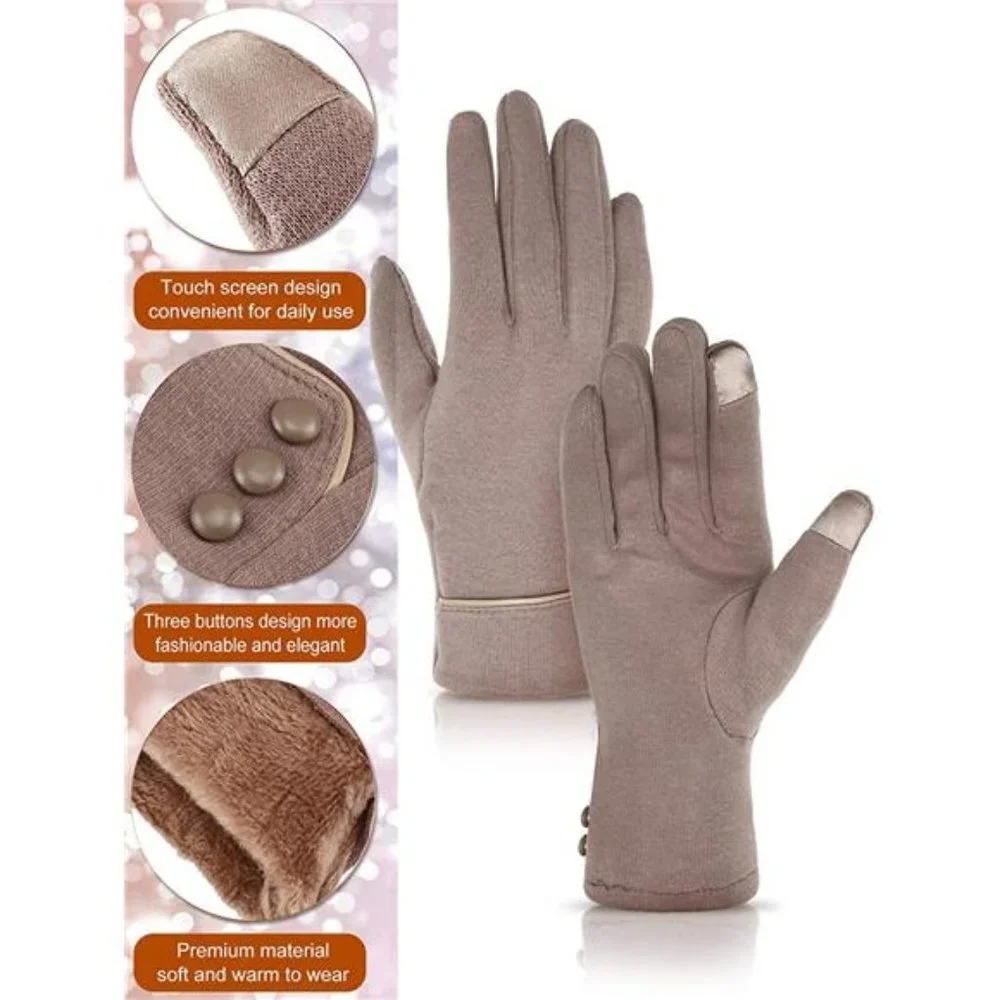 3 Pairs Women Winter Gloves Warm Touchscreen Gloves Windproof